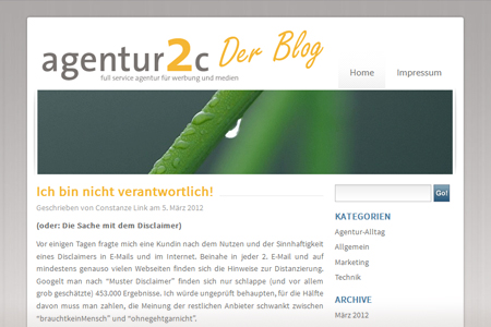 Screenshot agentur2c Blog