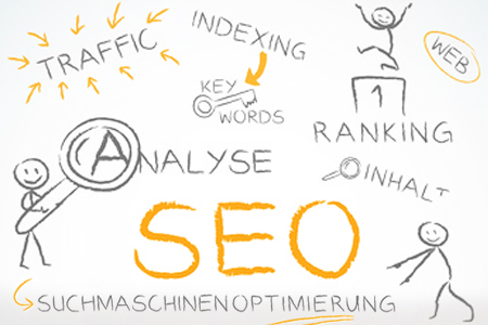 Strichmännchen und SEO-Begriffe